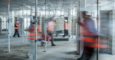 Construction workers in a building