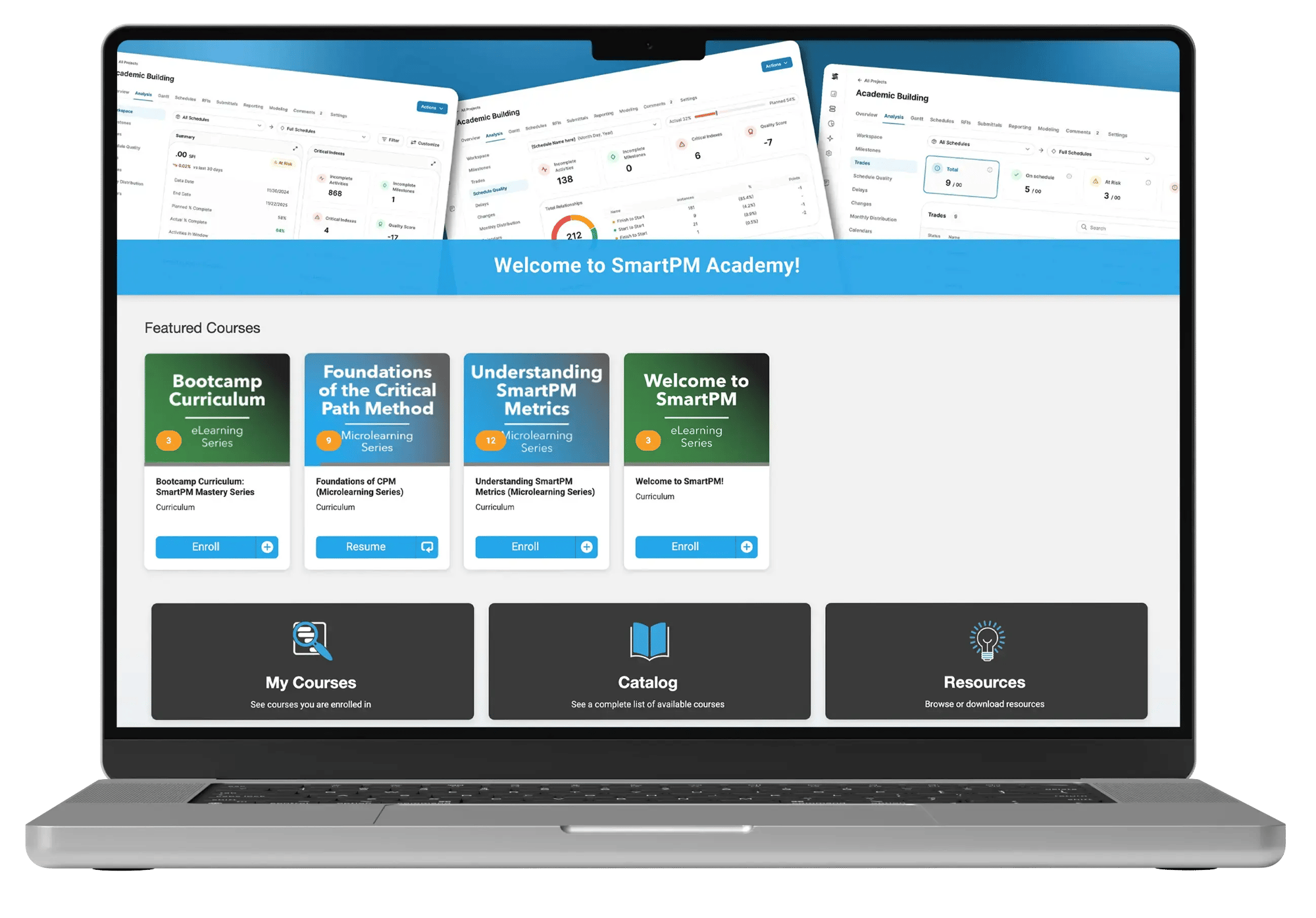 Laptop with SmartPM Academy