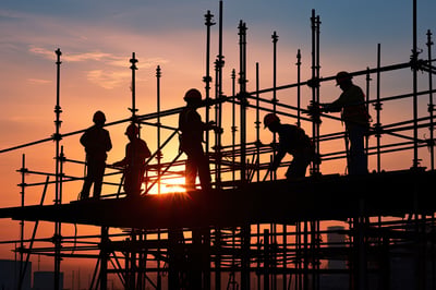 Men on top of construction