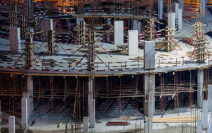 a building under construction with scaffolding